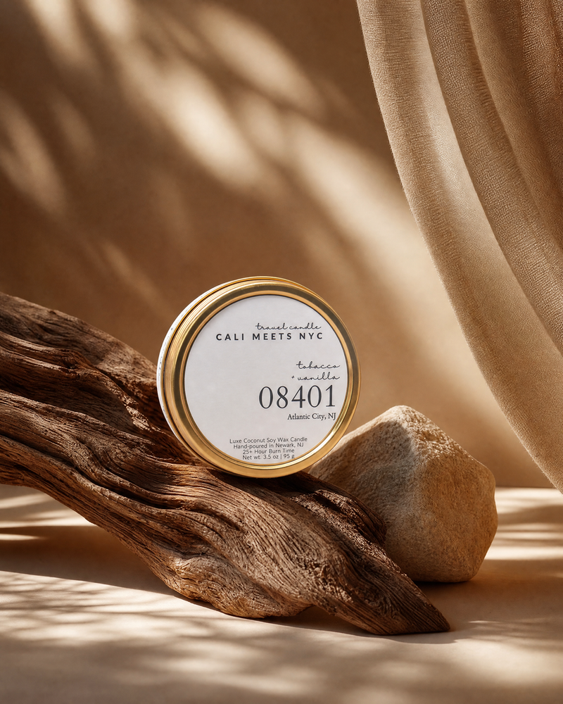 08401, Tobacco + Vanilla Coconut Soy Candle Tin