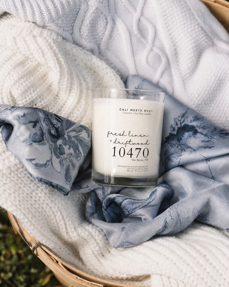 10470, Fresh Linen + Driftwood Coconut Soy Candle