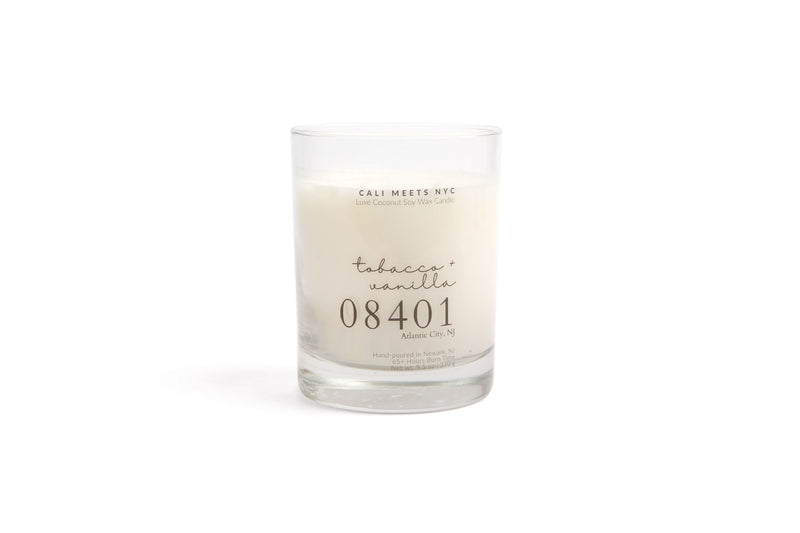 08401, Tobacco + Vanilla Coconut Soy Candle - Cali Meets NYC