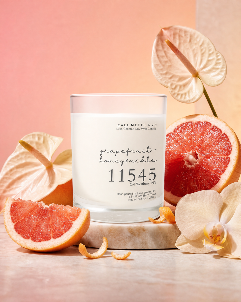 11545, Grapefruit + Honeysuckle Coconut Soy Candle