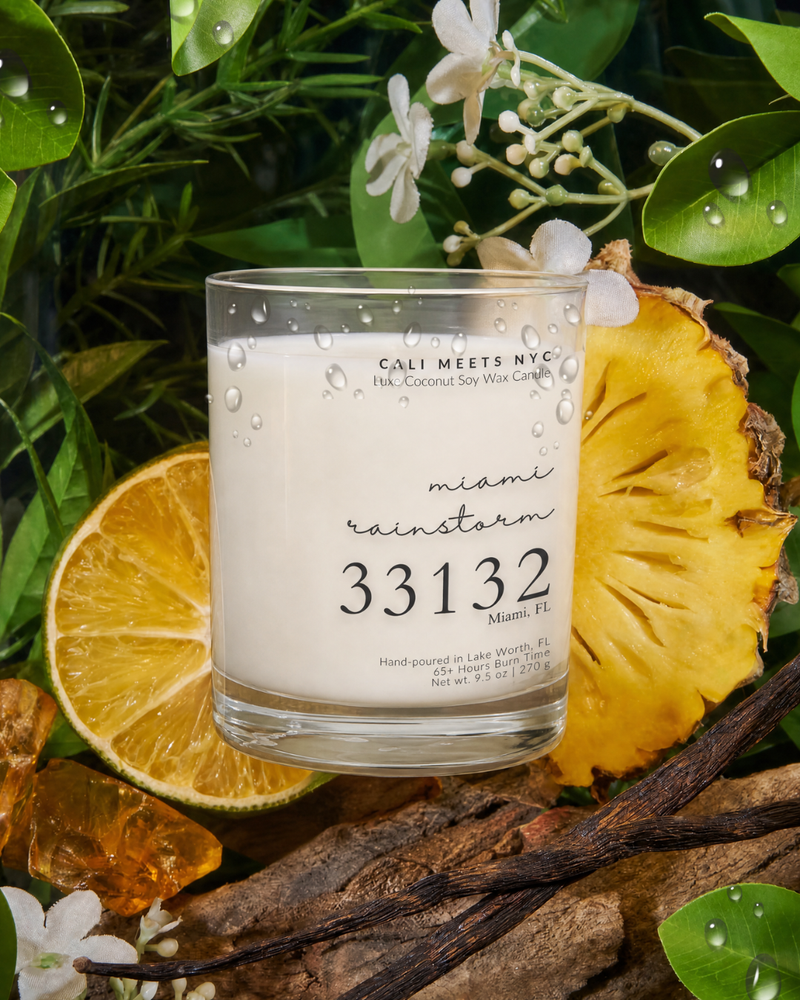 33132, Miami Rainstorm Coconut Soy Candle - Cali Meets NYC