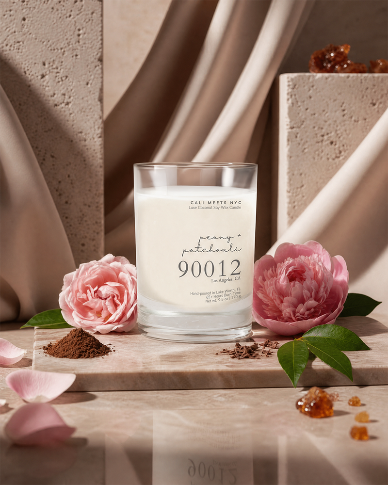 90012, Peony + Patchouli Coconut Soy Candle