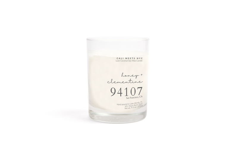 94107, Honey + Clementine Coconut Soy Candle - Cali Meets NYC