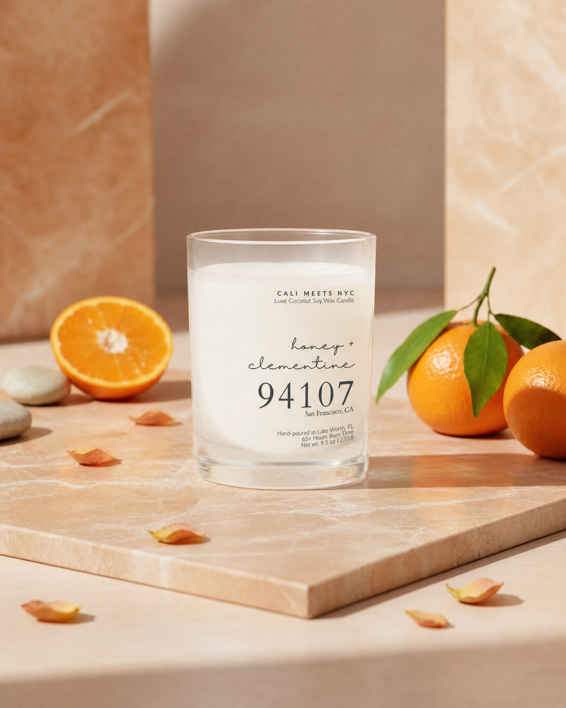 94107, Honey + Clementine Coconut Soy Candle