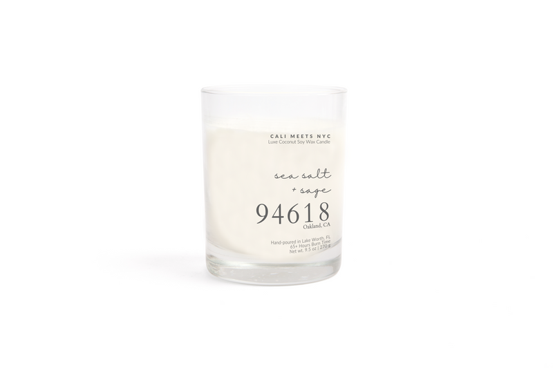 94618, Sea Salt + Sage Coconut Soy Candle - Cali Meets NYC