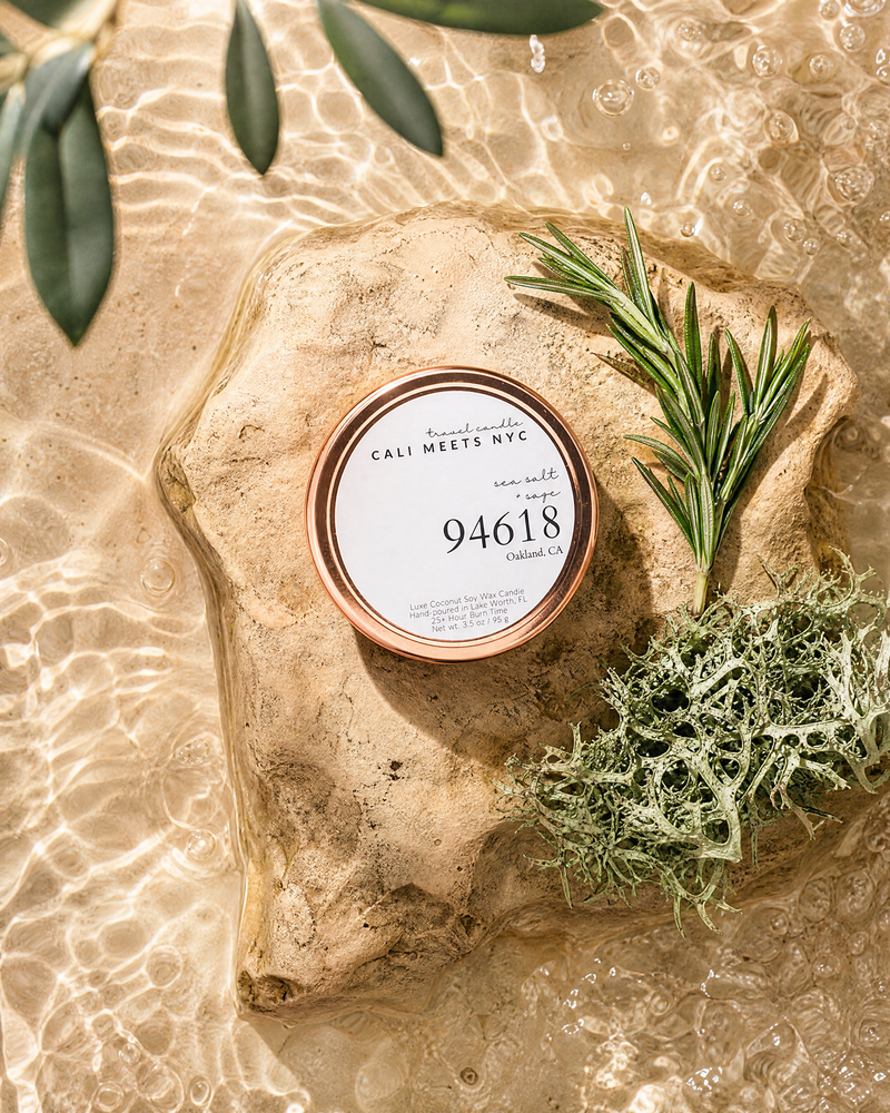 94618, Sea Salt + Sage Coconut Soy Candle Tin
