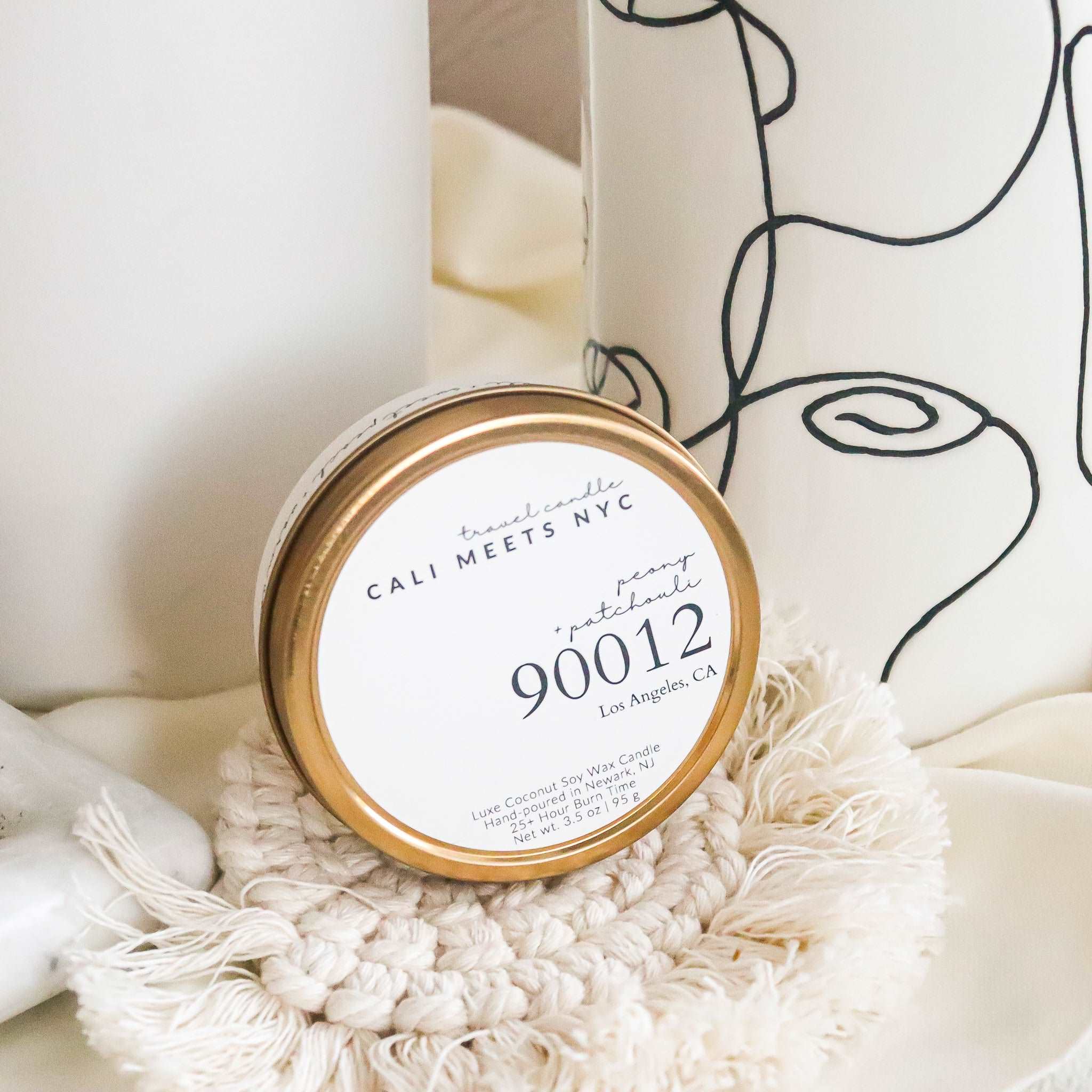 90012, Peony + Patchouli Coconut Soy Candle Tin