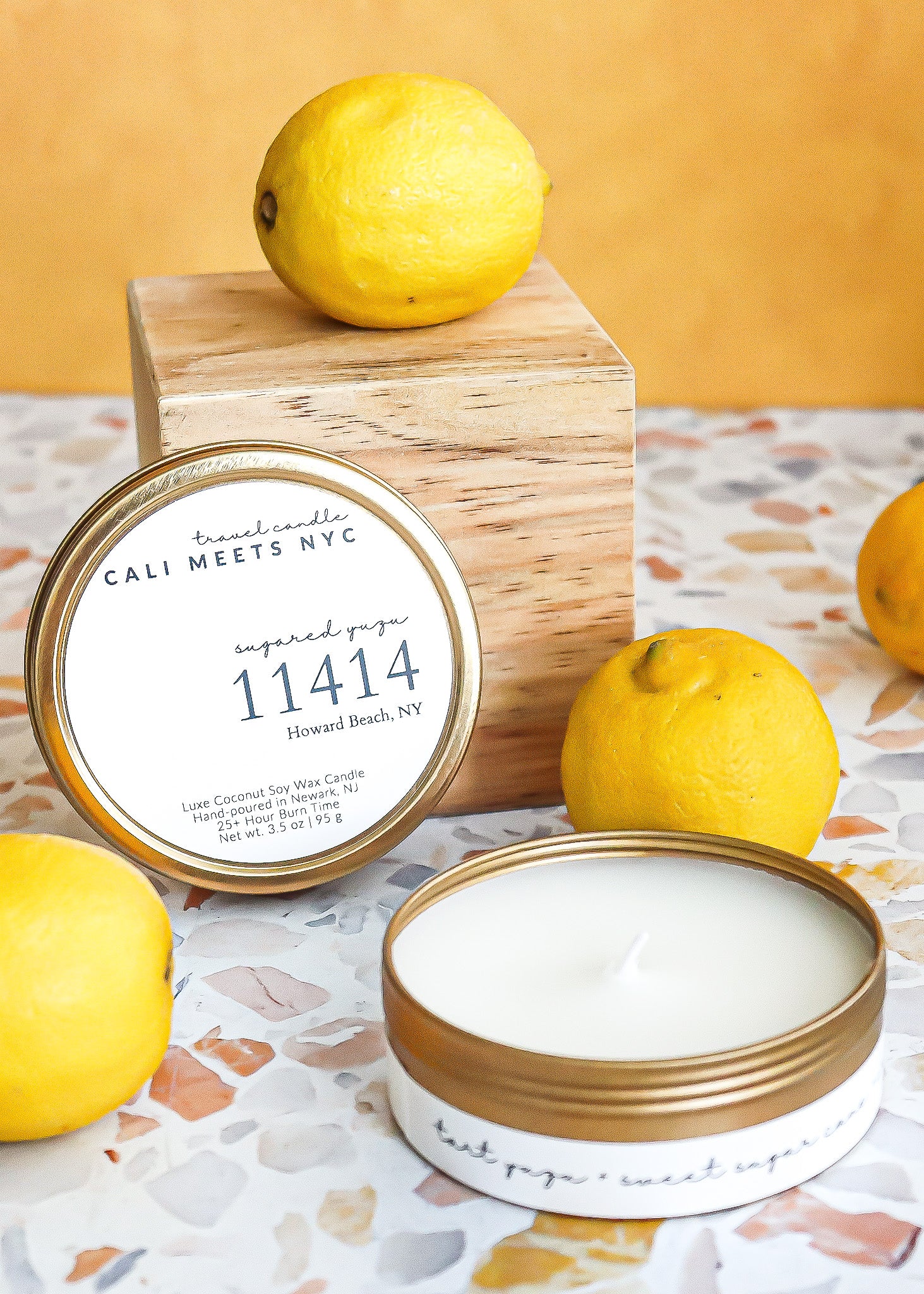 11414, Sugared Yuzu Coconut Soy Candle Tin - Cali Meets NYC