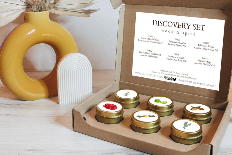 Wood + Spice Discovery Candle Tin Gift Set - Cali Meets NYC